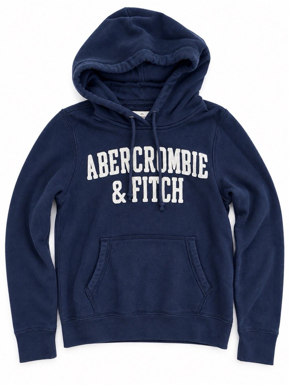 Abercrombie & Fitch Womens Small Hoodie Navy Blue Spellout Pullover Y2K Soft A&F